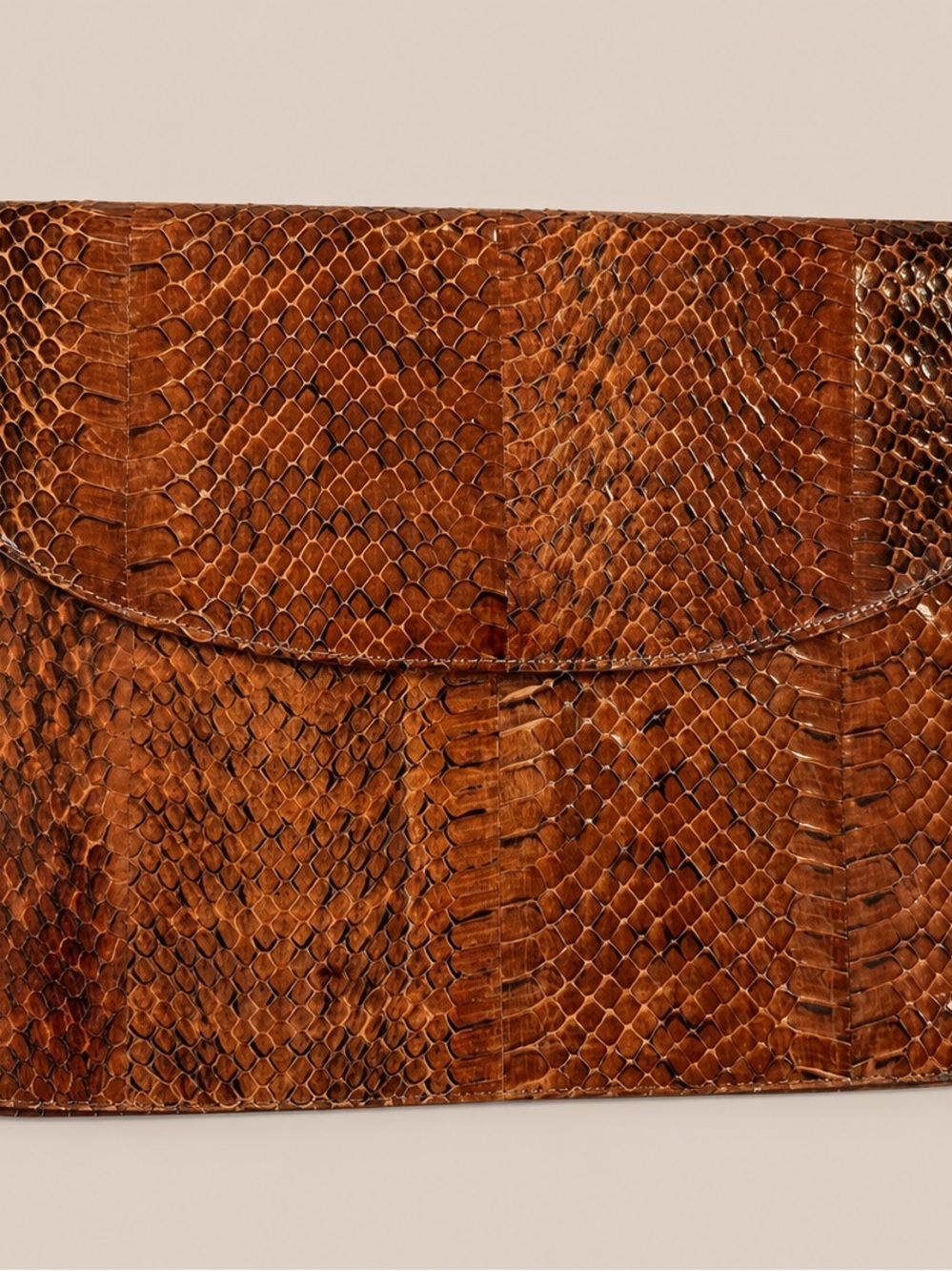 Battaglia Genuine Snakeskin Crossbody / Clutch – Brown Exotic Vintage Luxury